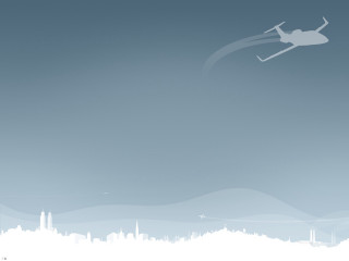 Skier flying city skyline blue - a skier free wallpaper
