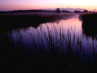 Lake reeds sunset clouds water - charles ragland bunnell free wallpaper