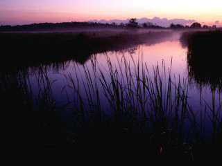 Lake reeds sunset clouds water 2 - charles ragland bunnell free wallpaper