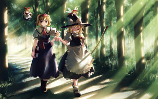 Anime characters forest costume hats - two anime character free wallpaper for desktop