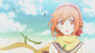 Girl long hair scarf sky - overhead free wallpaper