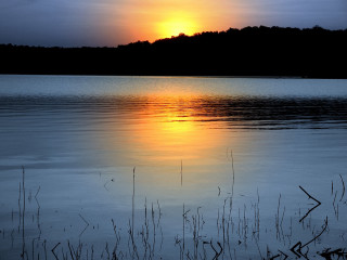 Sunset lake trees clouds sky 2 - a sunset over a lake free wallpaper for desktop