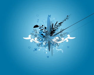 Blue background flowers arrows pattern 3 - final fantasy free wallpaper for desktop