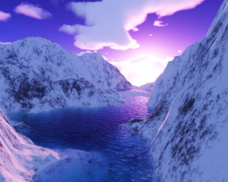 Mountain lake snow covered mountains - unreal engine free wallpaper