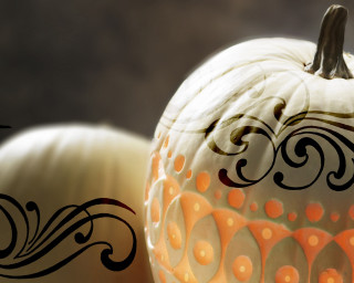 White pumpkin black design white - decorated free wallpaper