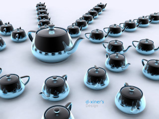 Kettles black pattern blue group - kinetic art free wallpaper
