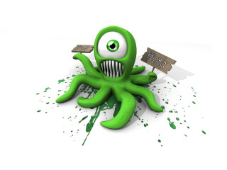 Green cartoon character sign toothbrush 2 - lovecraftian free wallpaper