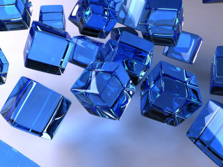 Blue glass cubes tabletop white 3 - blue background free wallpaper for desktop