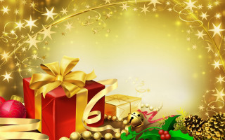 Christmas presents decorations gold star - decoration free wallpaper