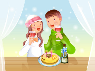Man woman wine cake table - cake free wallpaper