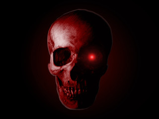 Red skull glowing eye black - skull free wallpaper