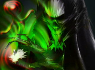 Green red abstract painting man - eldritch free wallpaper