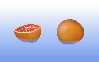 Grapefruit half blue background shadow - 3 d model free wallpaper