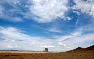 Large rock desert sky clouds 5 - widescreen free wallpaper