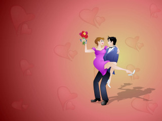 Man holding woman hearts red - free valentines wallpaper