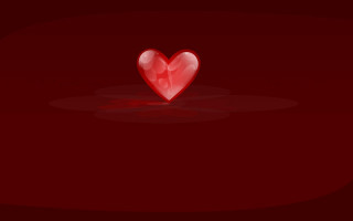 Red heart floating reflection person - plain background free wallpaper