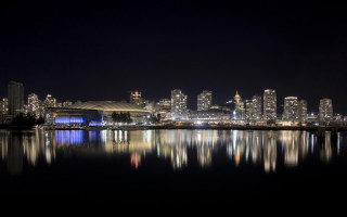 City skyline night reflection water 10 - vancouver school free wallpaper