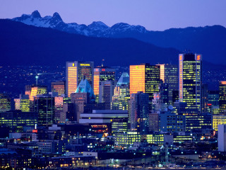 City skyline mountain night blue 2 - vancouver school free wallpaper