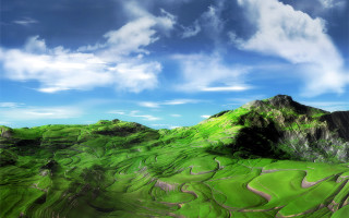 Green mountain range blue sky 2 - cui bai free wallpaper