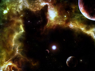 Planets star field black background - space free wallpaper