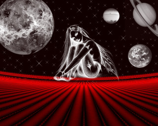 Woman sitting red surface planets 2 - a red surface free wallpaper