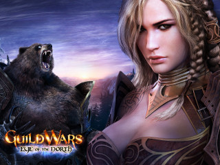 Woman bear wolf shoulders blonde - a background free wallpaper