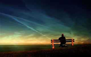 Ocean bench sunset sunrise person - arthur b. carles free wallpaper