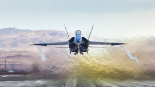 Fighter jet flying water mountains - a fighter free wallpaper