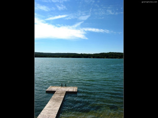 Dock lake bird sky clouds - lake free wallpaper