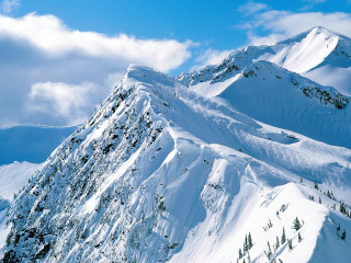 Snowy mountain sky clouds background 3 - the side of the mountain free wallpaper