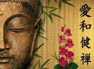 Buddha bamboo flowers statue nature - a buddha statue free wallpaper