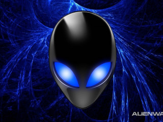 Blue alien face glowing eyes - alien free wallpaper