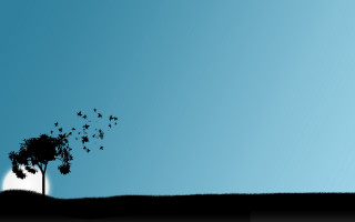 Tree flock birds sky hill 2 - a flock of birds free wallpaper