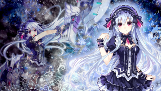 Anime girl white hair blue 5 - anime art free wallpaper