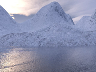 Lake snowy mountains clouds sky - ambient occlusion free wallpaper