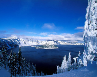 Lake snow trees mountains blue 5 - bob ross free wallpaper