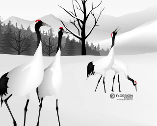 Two birds walking snow near - two bird free wallpaper for desktop