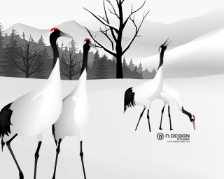 Two birds walking snow tree - two bird free wallpaper for desktop