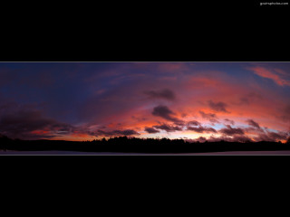 Sunset clouds trees dusk cityscape - a sunset free wallpaper for desktop