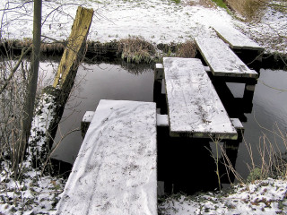 Snow covered bench water field - alexander brook free wallpaper