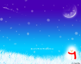 Snowman clock snow sky snowflakes 2 - a clock in the background free wallpaper