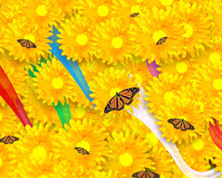 Yellow flowers butterflies white tube 3 - butterfly free wallpaper