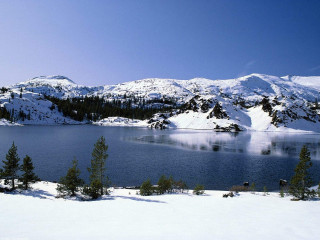 Lake snow mountains trees blue 6 - lake free wallpaper