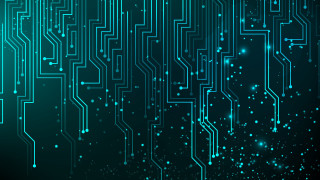 Blue circuit board dots lines - dot free wallpaper
