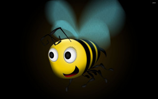 Cartoon bee smiling happy face - fructose free wallpaper for desktop