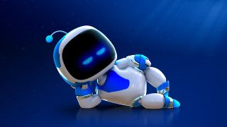 Robot astronaut glowing moonlight galaxy - a blue surface free wallpaper