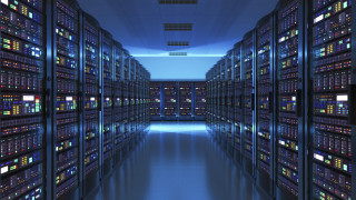 Long room servers blue light - path free wallpaper