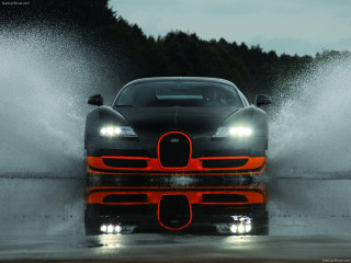 Bugatti driving water splash front - expressionism free wallpaper