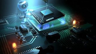 Robot circuit board light standing 2 - technology free wallpaper