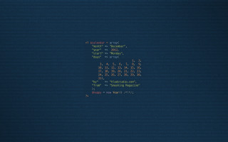 Computer blue background calendar side - ascii art free wallpaper